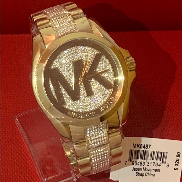 MK6487 With Box&Tags Gold Plated Lab Diamond Watch - Picture 7 of 7